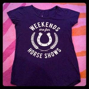 navy “weekends are for horse shows” tee